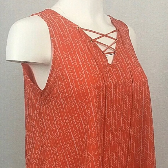 Worthington Women Medium Tunic Top Sleeveless Boho Sheer Lined Stretch - Picture 3 of 12